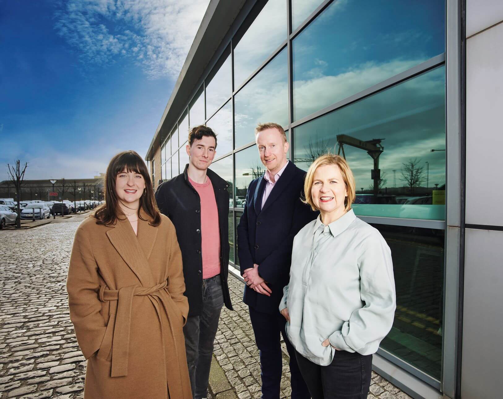 From left Meg Magill, INVENT Programme Manager, Peter Gilleece, founder of INVENT 2022 winner Vikela Armour, Niall Devlin, Head of Business Banking NI at Bank of Ireland, and Elaine Smyth, Director of Entrepreneurship and Scaling at Catalyst