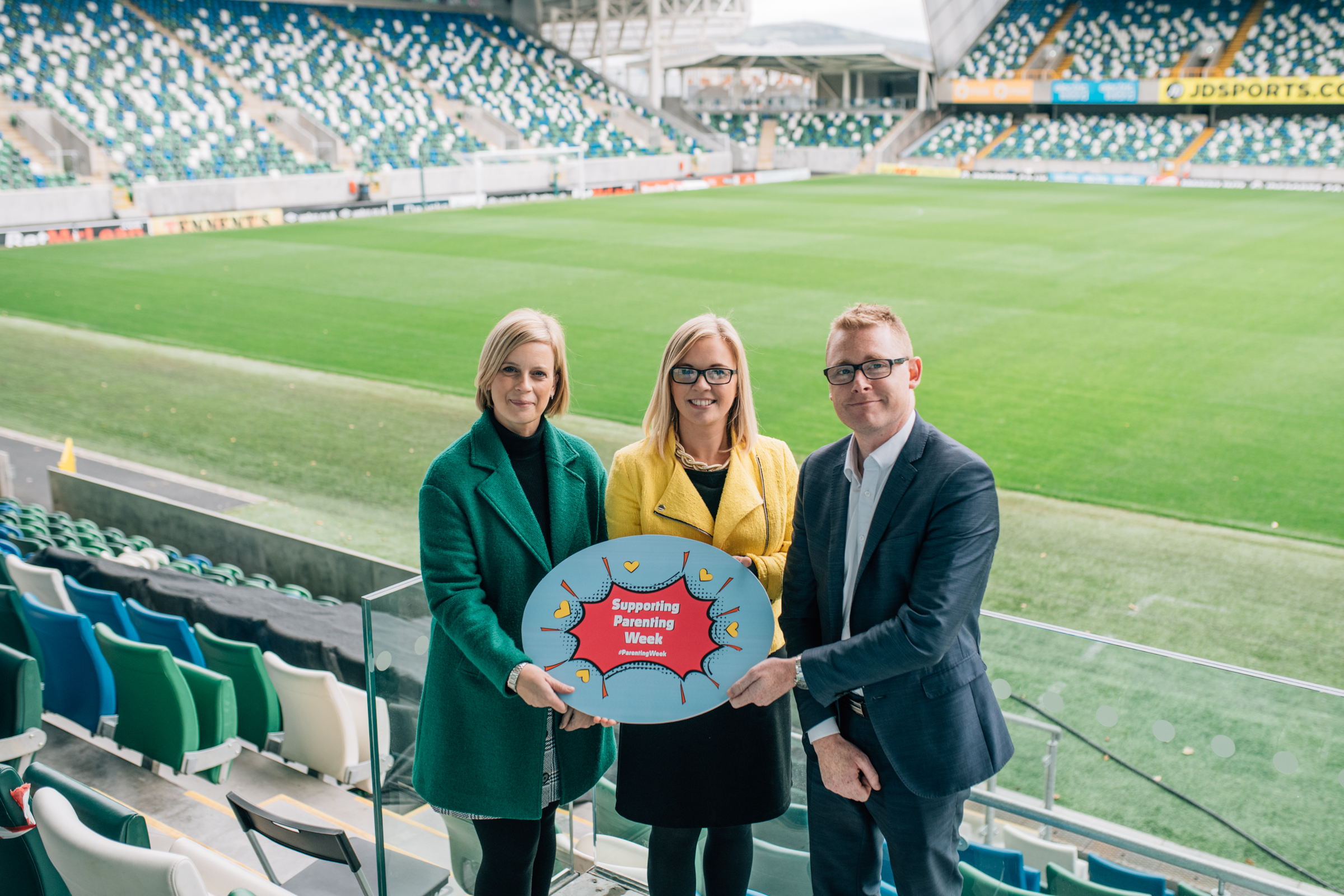 From left, Gail Toal, Bank of Ireland UK, Charlene Brooks, Parenting NI and Simon Fitzpatrick, Irish Football Association