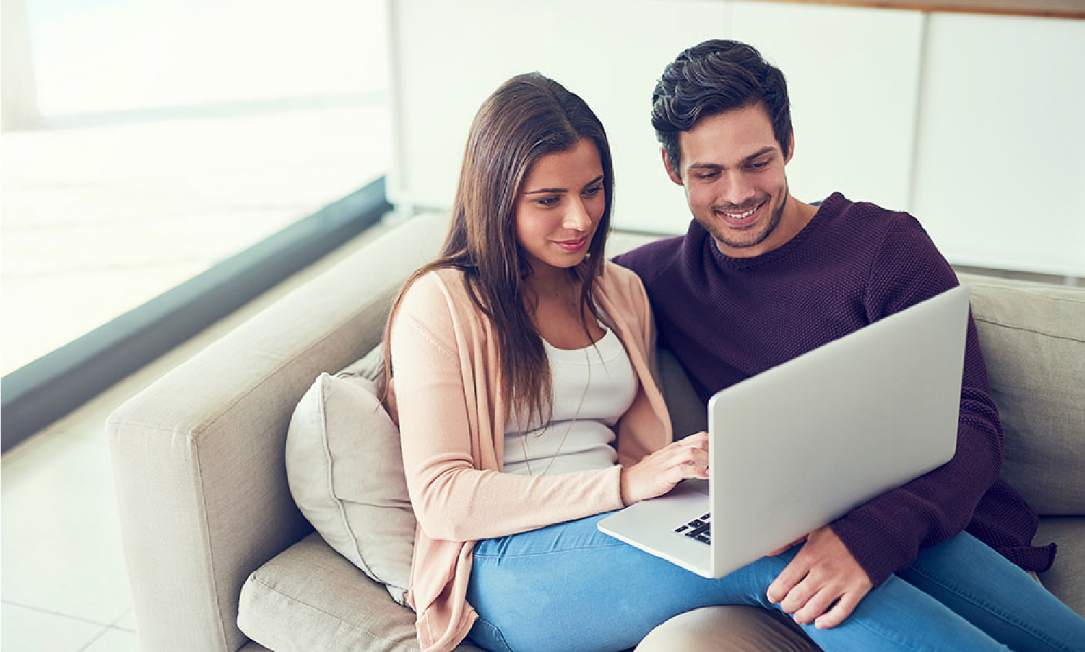 a couple checking thier mortgage details online