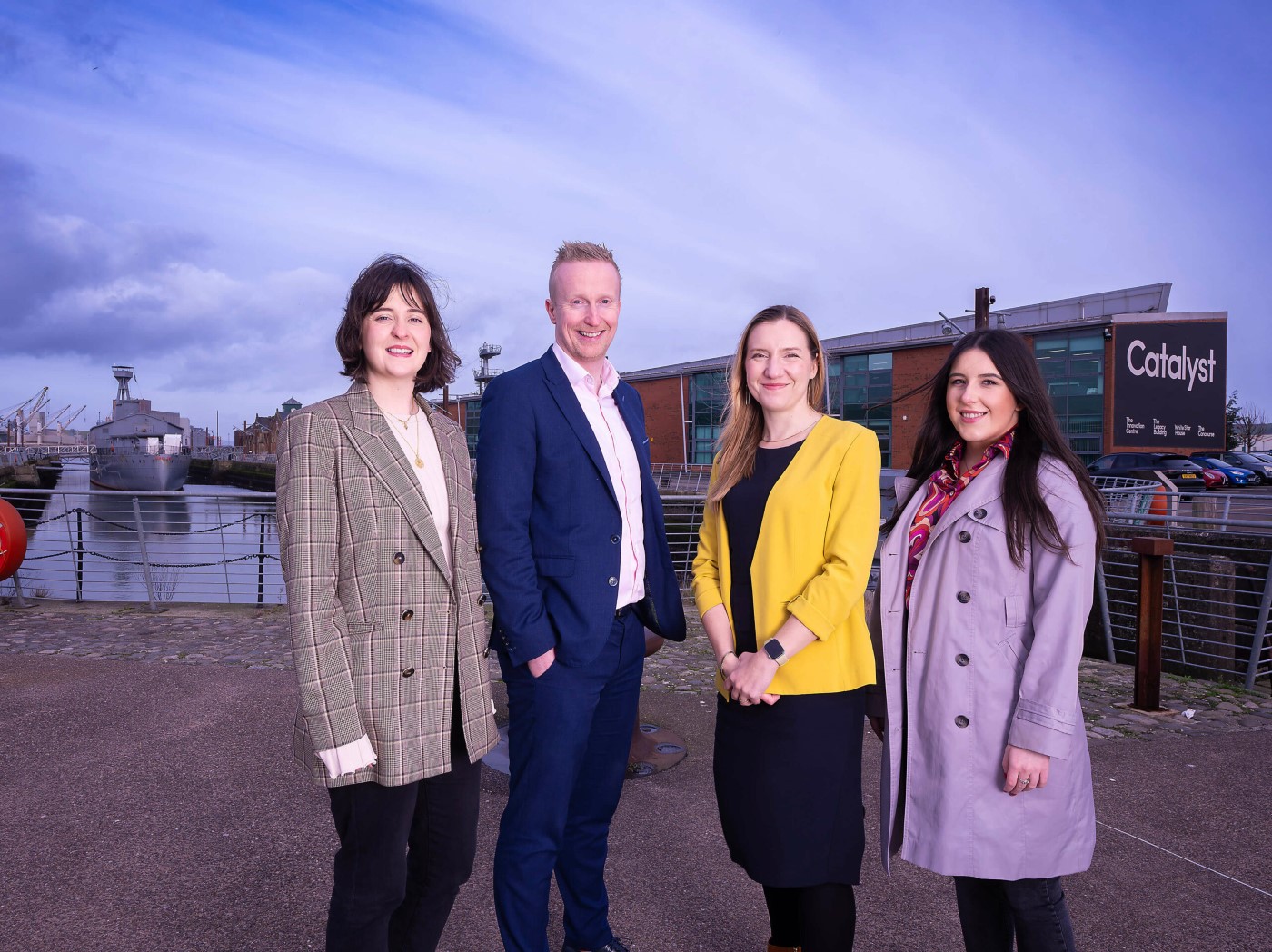 From left Meg Magill, INVENT Programme Manager, Niall Devlin, Head of Business Banking NI at Bank of Ireland, Fiona Bennington, Director of Entrepreneurship and Scaling at Catalyst, Maebh Reynolds, CEO & Co-Founder of GoPlugable