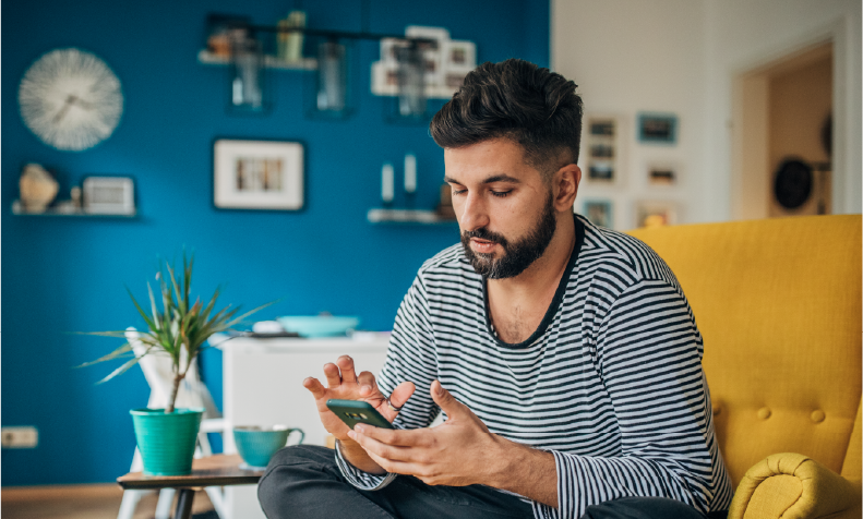 man doing mobile banking