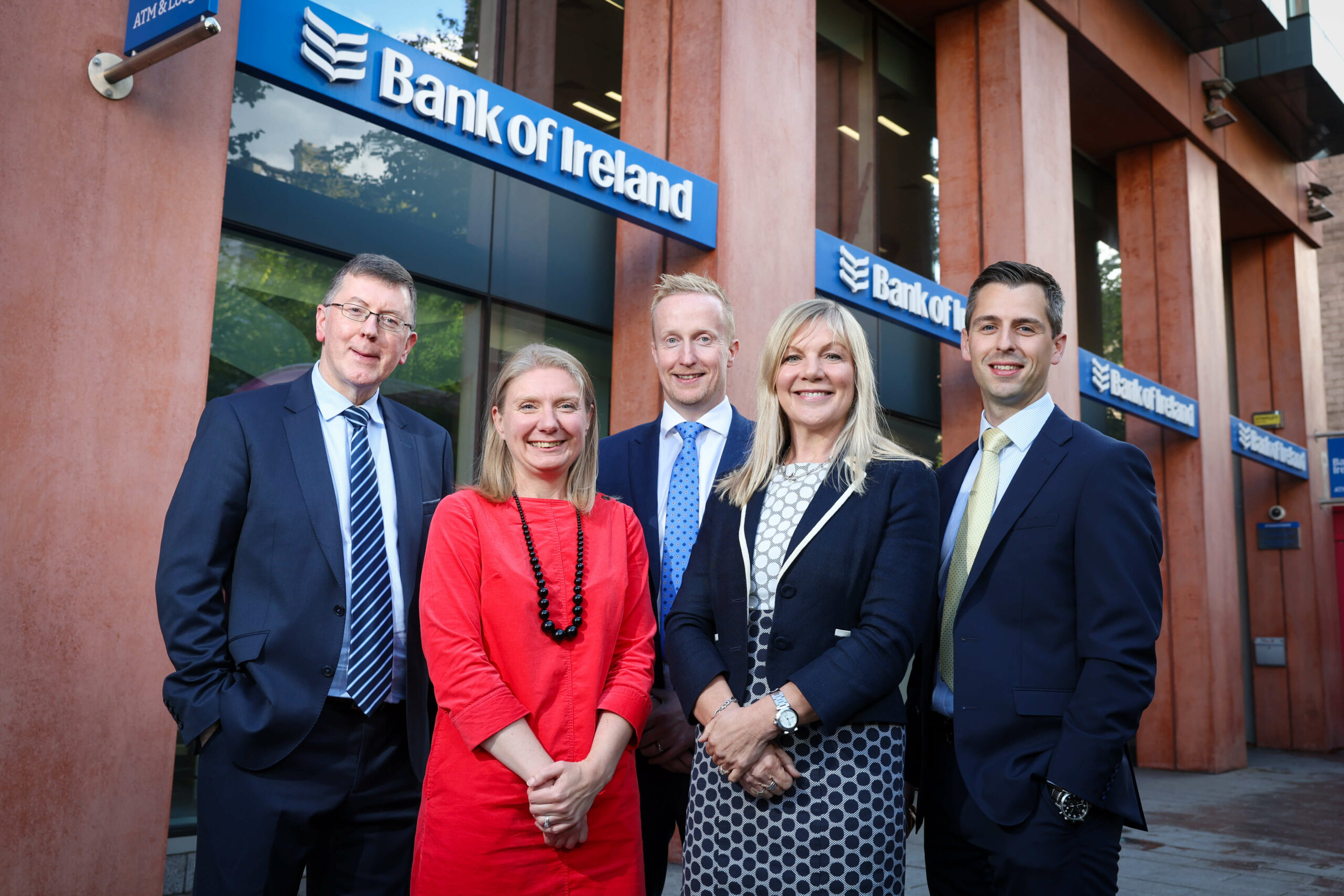 from left Sarah-Jayne Hunniford (Mount Charles), Alan Bridle (Bank of Ireland UK), Niall Devlin (Bank of Ireland UK), Suzanne Wylie (NI Chamber) and David Smith, (Kilwaughter Minerals)