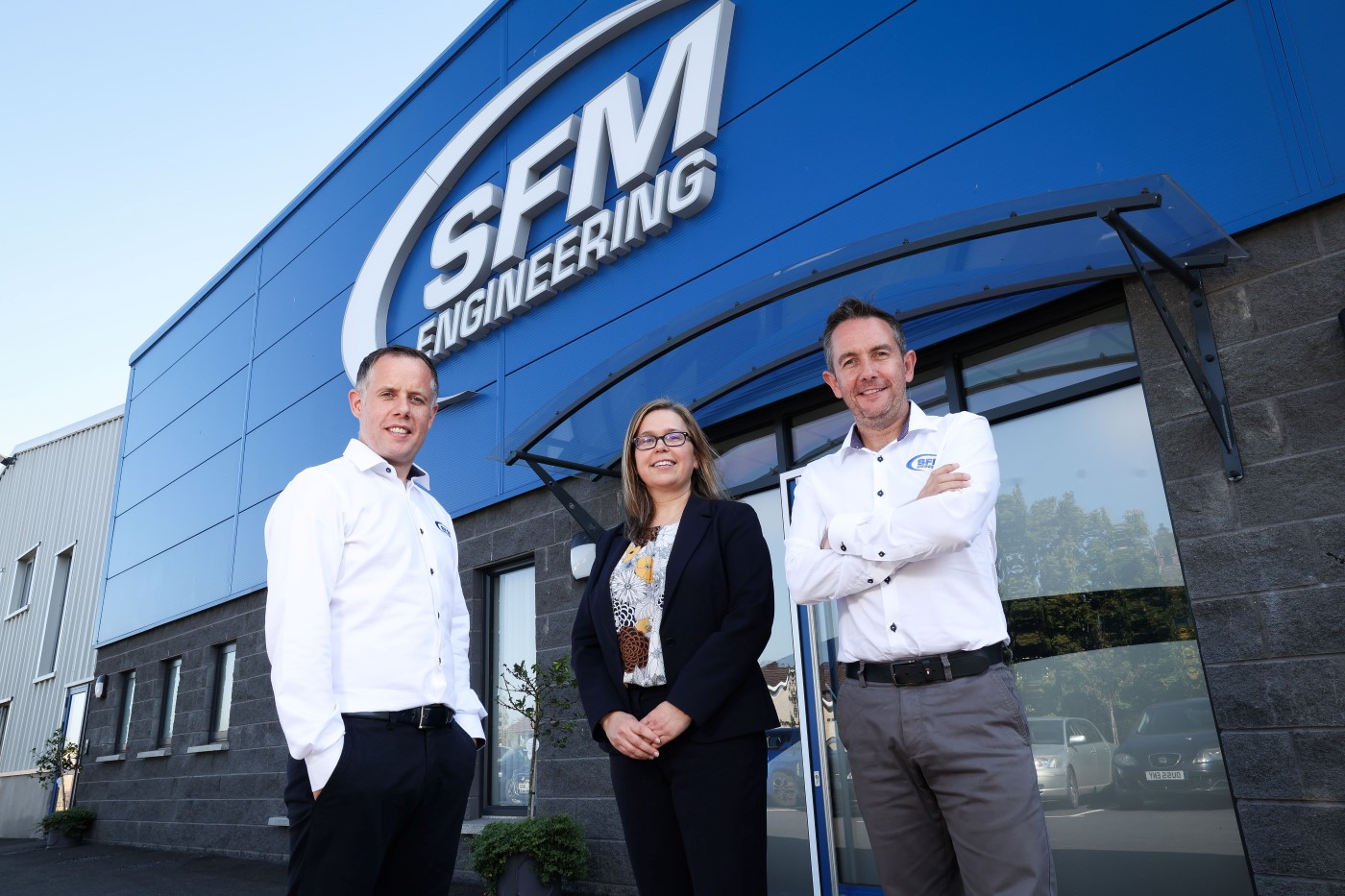 (from left) are Barry Breen, technical director at SFM Engineering; Diane McCall, senior business manager, Bank of Ireland UK; and Paul Breen, managing and commercial director at SFM Engineering