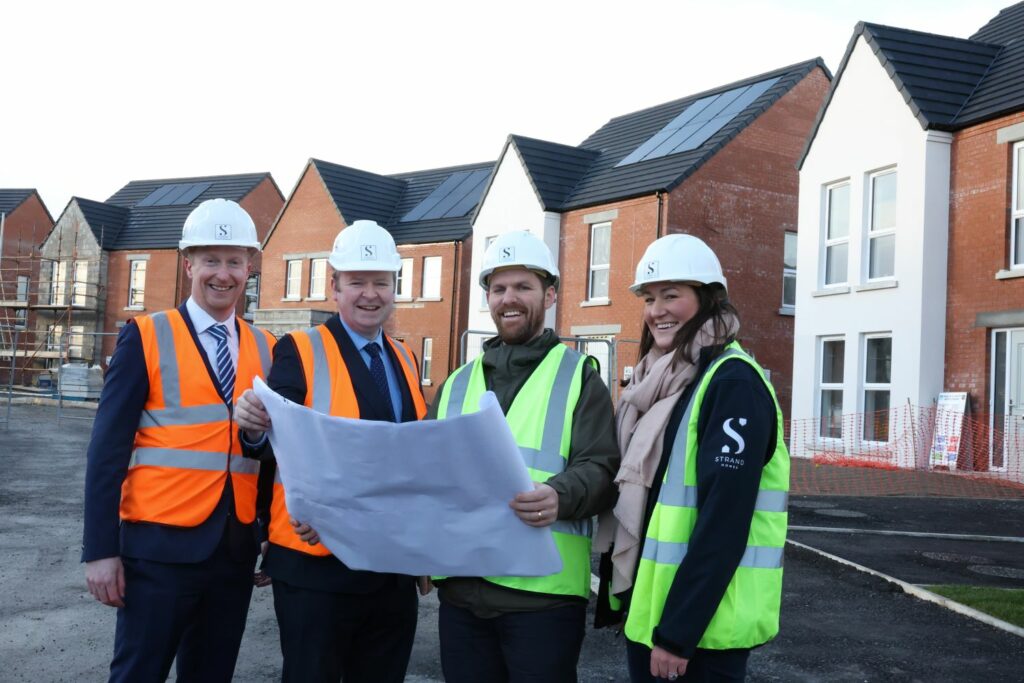 From left Niall Devlin, Head of Business Banking, Bank of Ireland UK, Ciaran Lavery, Senior Business Manager, Bank of Ireland UK, Jonny Dobson, Director, Strand Homes and Jennifer Mitchell, Sales & Marketing Manager, Strand Homes