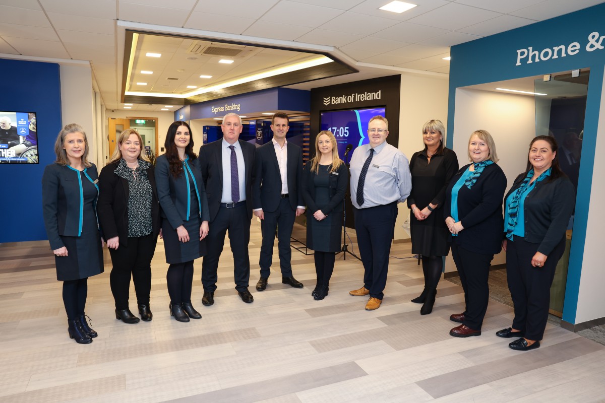 Donal McGreevy, Bank of Ireland Lurgan Branch Manager with team members and invitees
